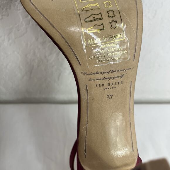 Ted Baker Bow Heeled Satin Maroon Sandals Size 6.5/EU37, Designer, glam, elegant - Picture 8 of 9